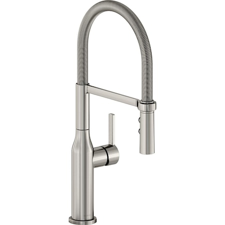 Elkay Single Hole Kitchen Faucet with Semi-pro Spout and Forward Only Lever Handle Lustrous Steel LKAV1061LS